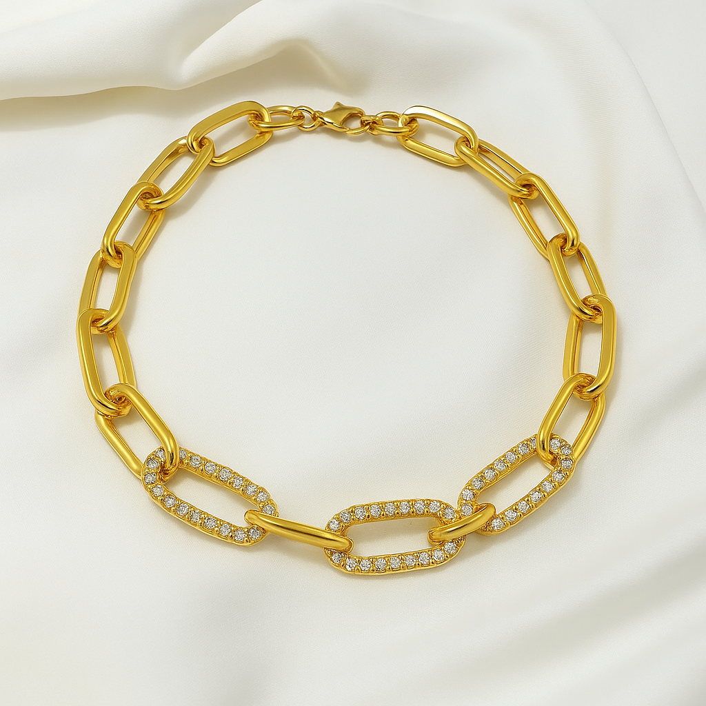 Intertwined Chain Necklace with Crystals