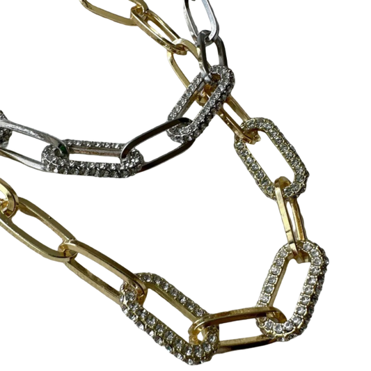 Intertwined Chain Necklace with Crystals