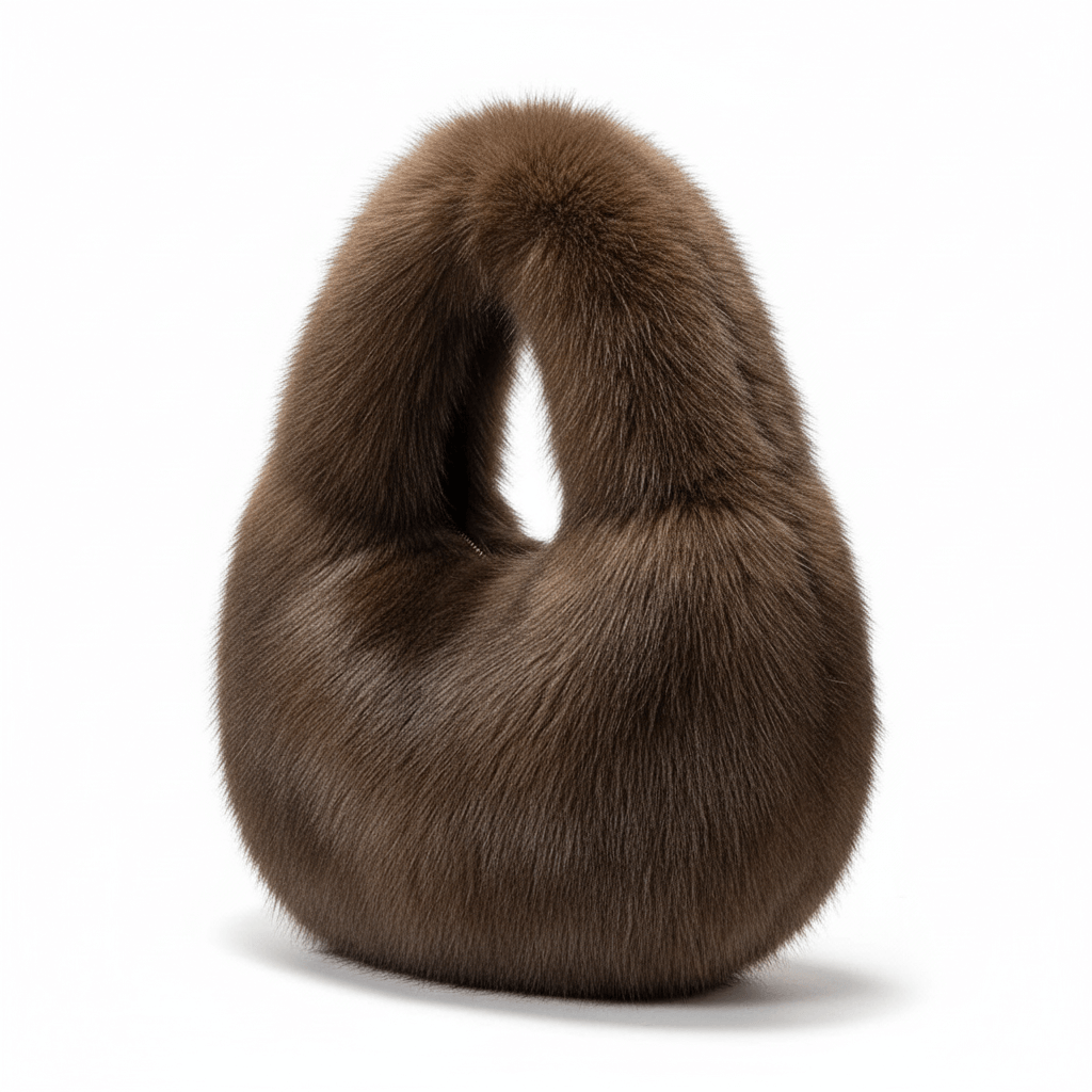 Brown fur bag on a white background
