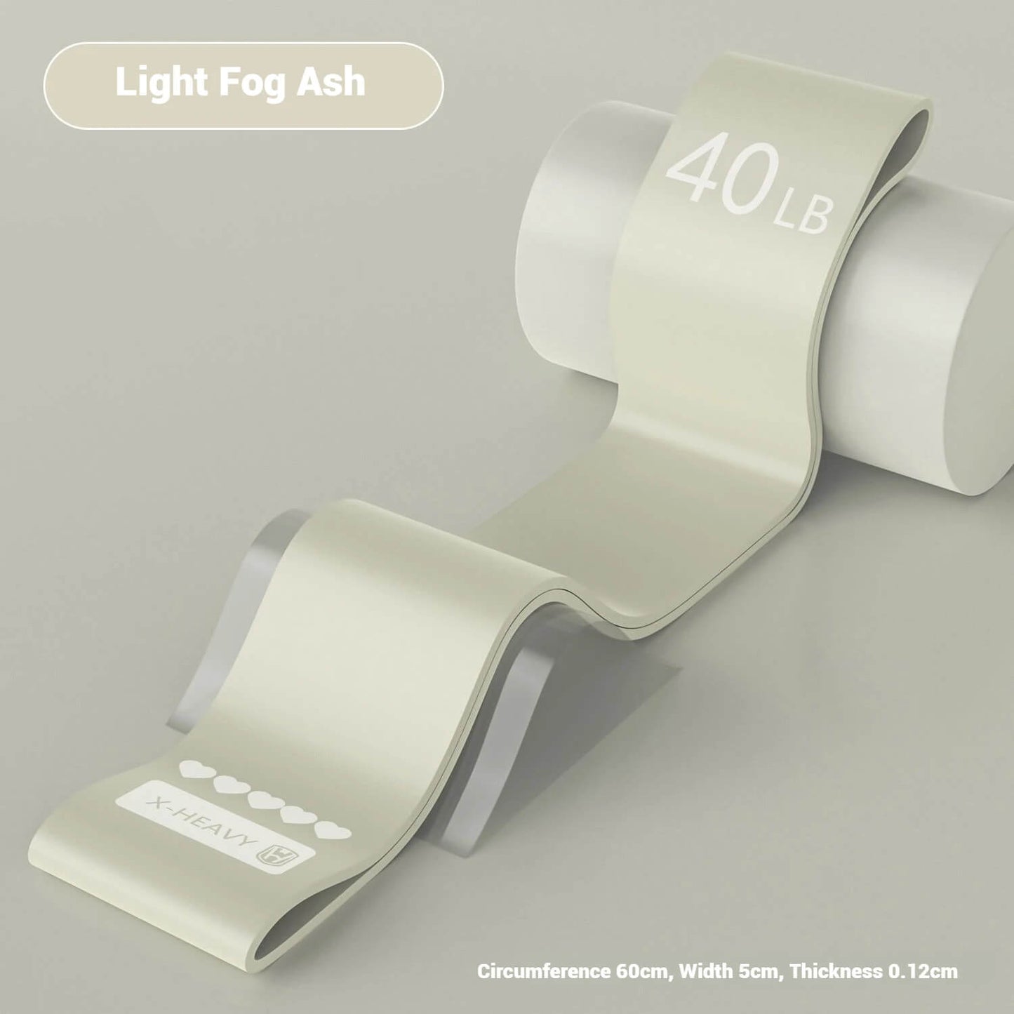 Light fog ash resistance band with 40 lb label on a gray background