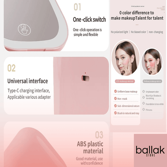 Product features with 'ballak store' branding on a pink background