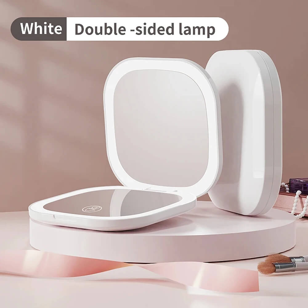White double-sided lamp on a pink background with text indicating it is white.