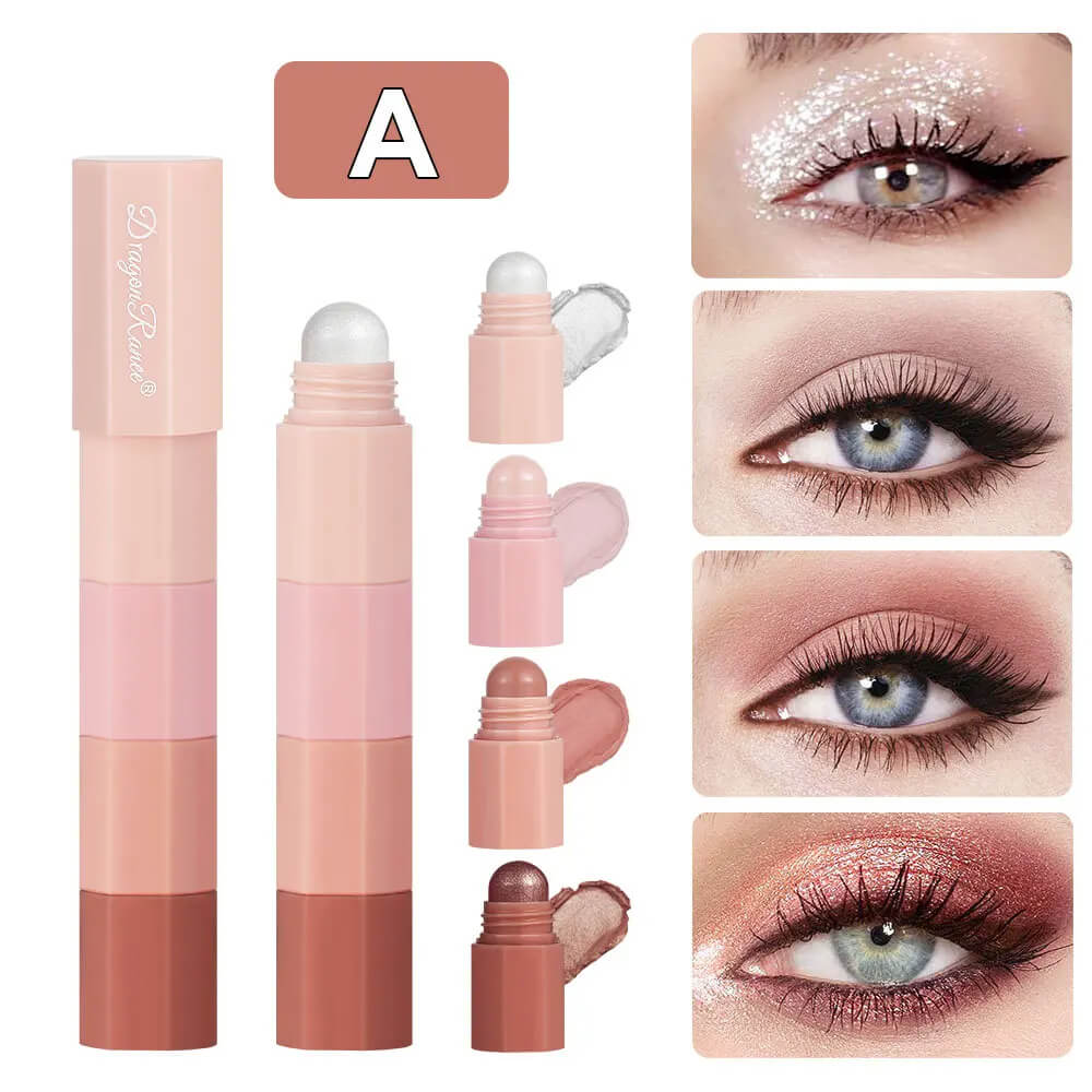 Cosmetic product with close-up images of eyes wearing makeup