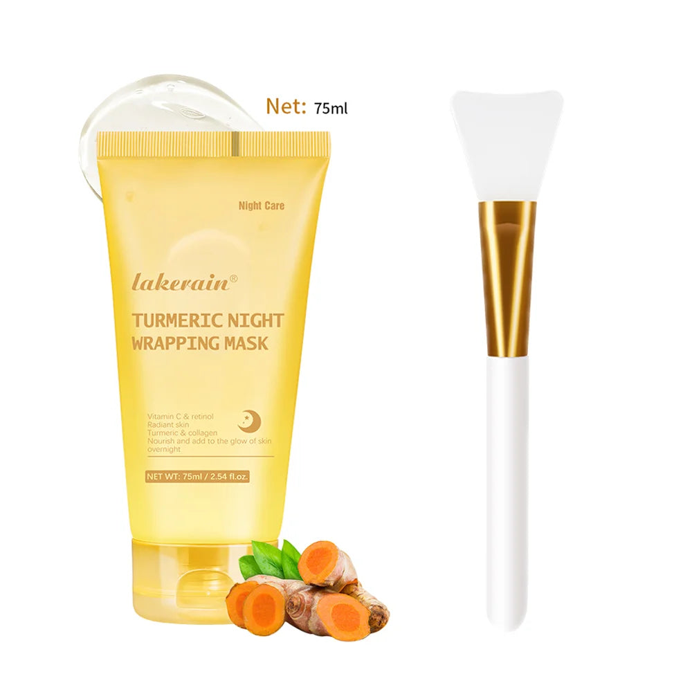 Lakerain Turmeric Night Wrapping Mask with applicator on a white background