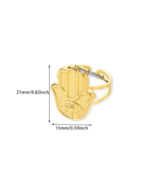 Luxury Evil Eye Protection Ring - Gold Zircon Adjustable Mystical Jewelry