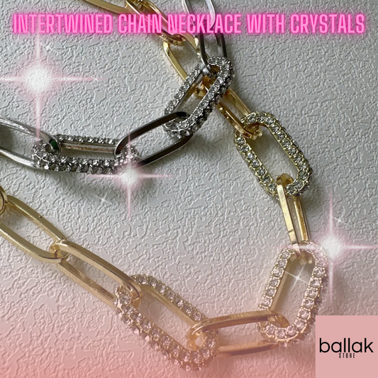 Intertwined Chain Necklace with Crystals