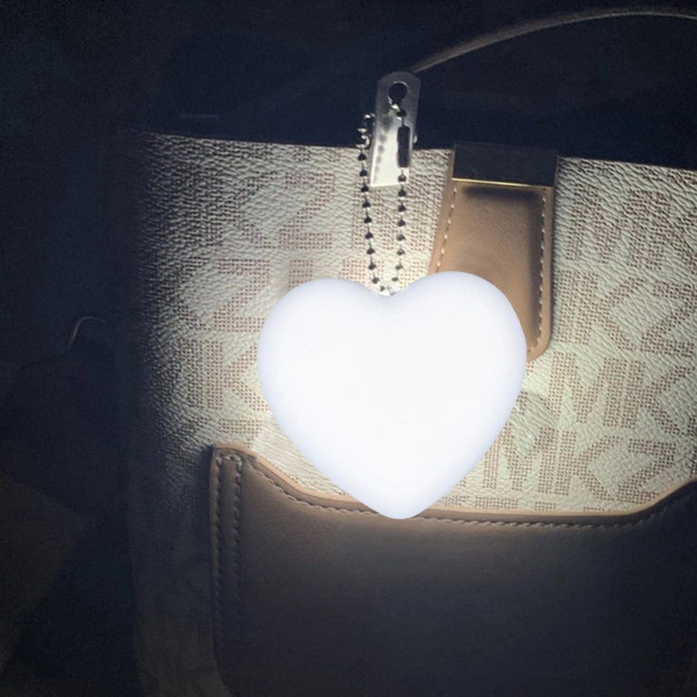 Heart-shaped light on a patterned bag
