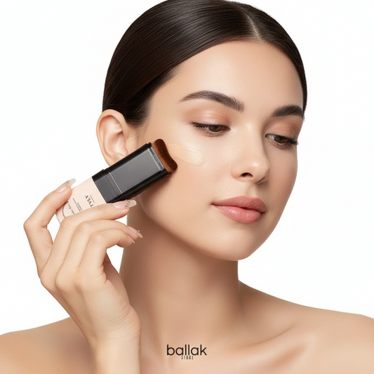 Long-Lasting Moisturizing Foundation Stick with Built-In Brush