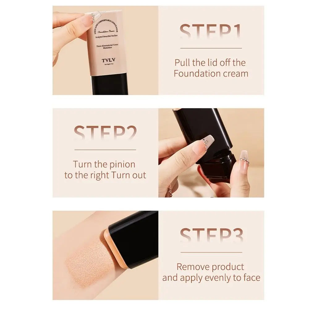 Long-Lasting Moisturizing Foundation Stick with Built-In Brush