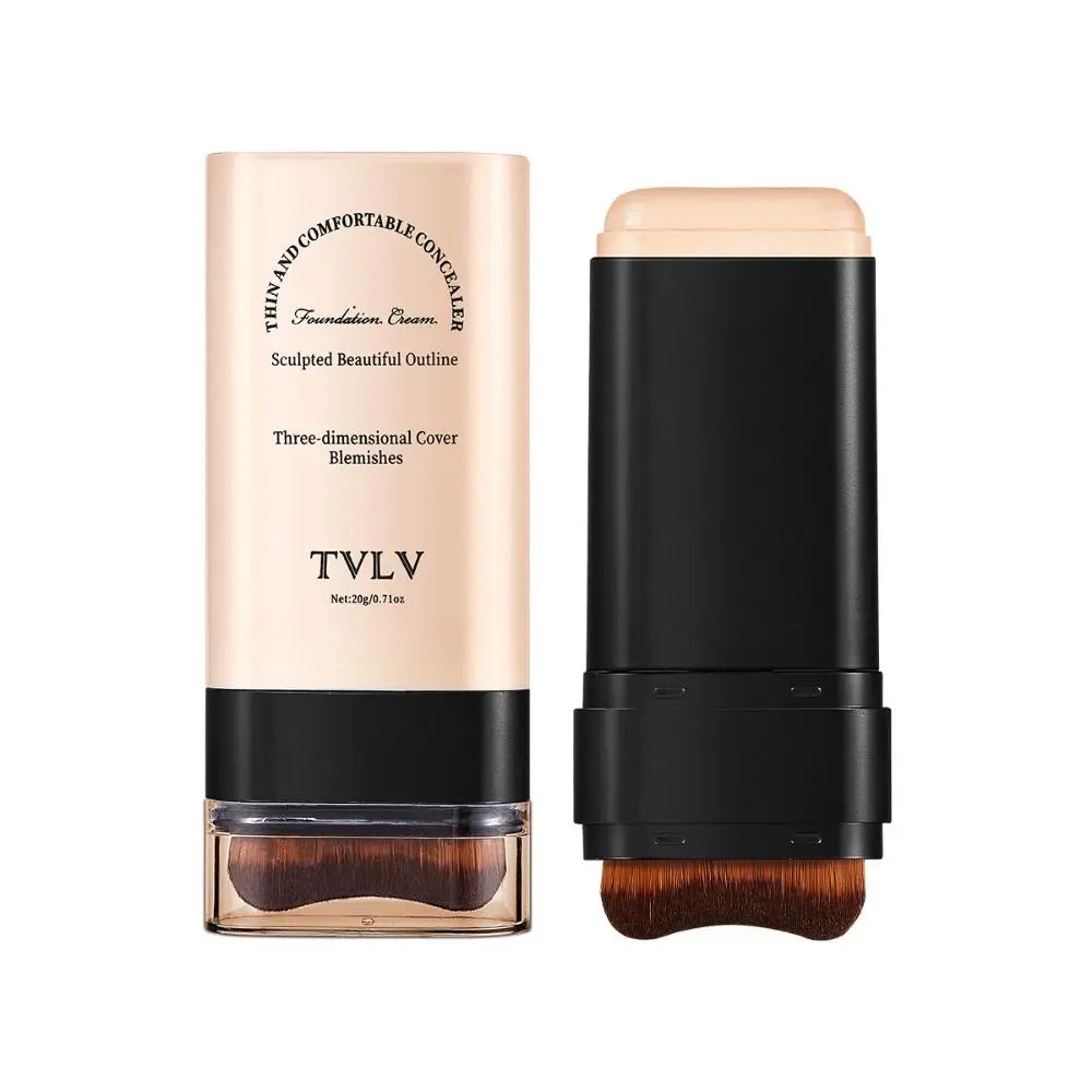 Long-Lasting Moisturizing Foundation Stick with Built-In Brush
