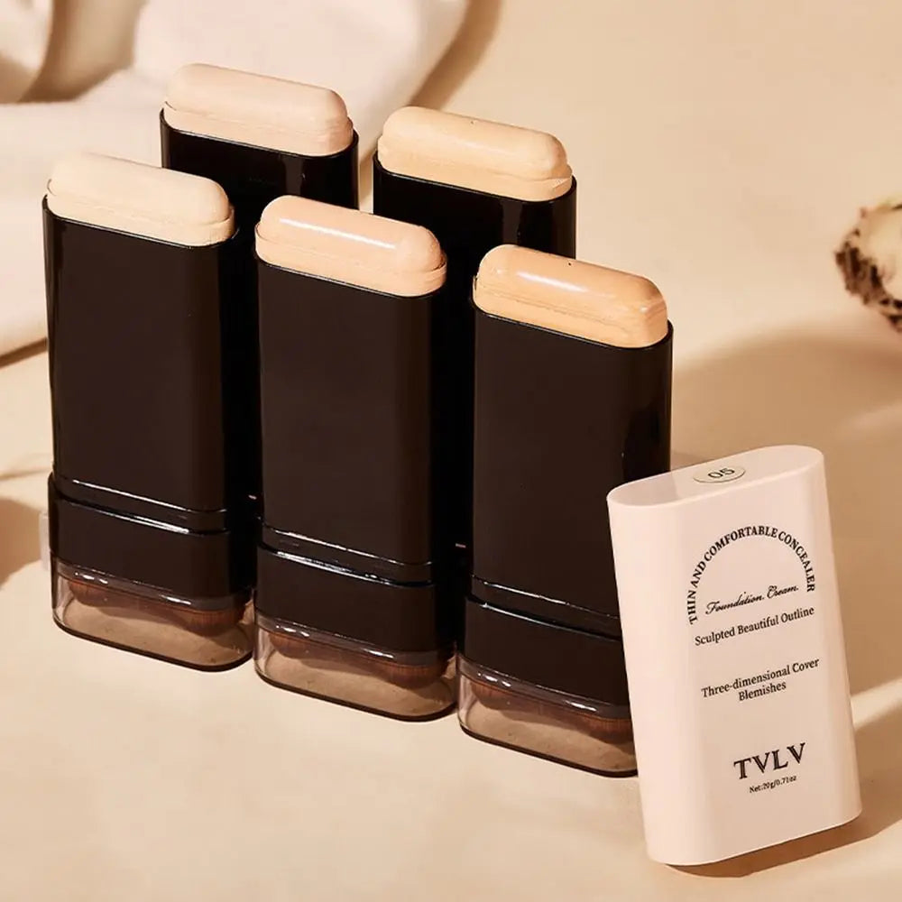 Long-Lasting Moisturizing Foundation Stick with Built-In Brush