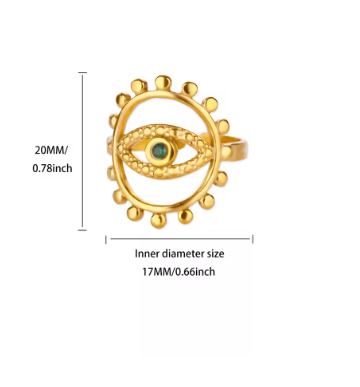 Luxury Evil Eye Protection Ring - Gold Zircon Adjustable Mystical Jewelry