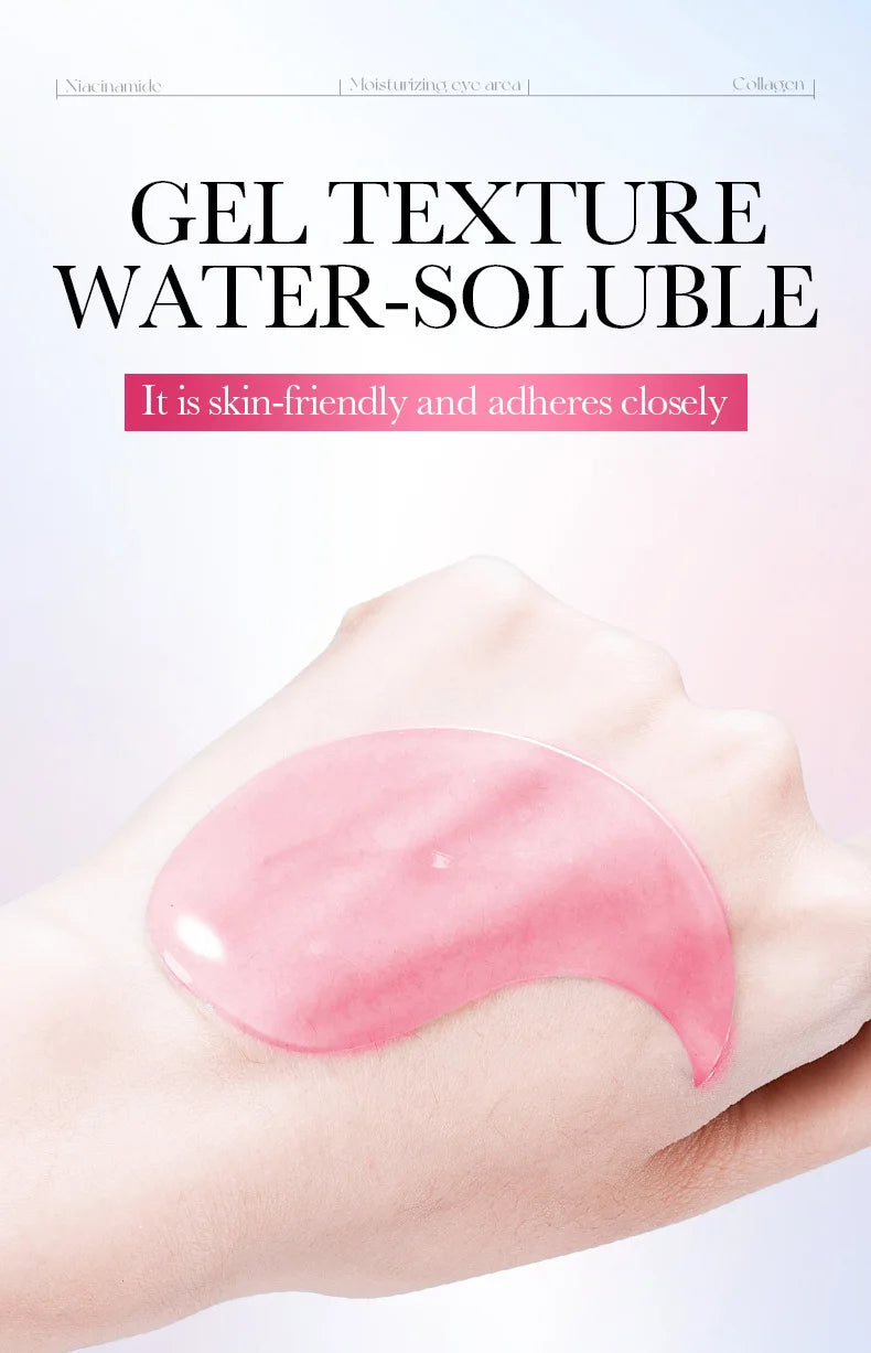 Pink gel texture on a hand with text about its properties