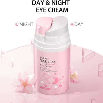 Day and night eye cream with Sakura branding on a white background
