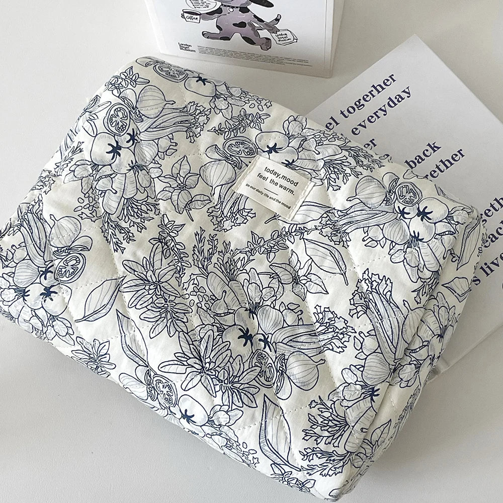 Vintage Floral Quilted Makeup Bag