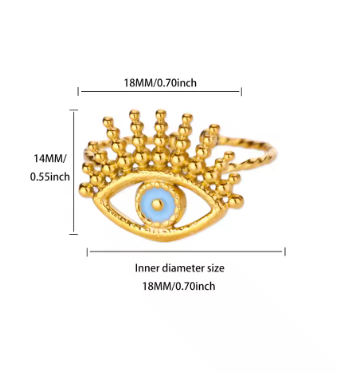 Luxury Evil Eye Protection Ring - Gold Zircon Adjustable Mystical Jewelry